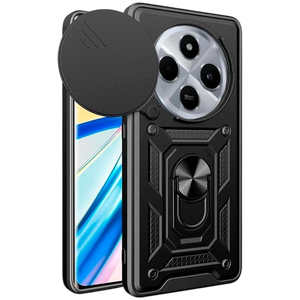 Funda Armadura Militar para Xiaomi Redmi 14C / Poco C75 con Protección de Cámara, Soporte Metálico y Anillo Negro