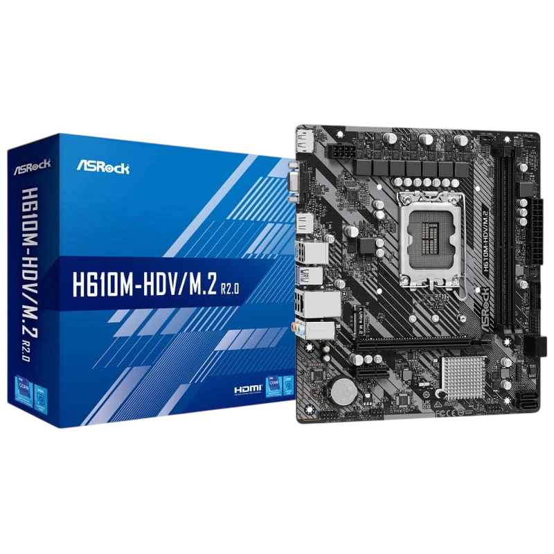 Asrock H610M-HDV/M.2 R2.0 Intel LGA 1700 64GB micro ATX Negro, Gris, Plata