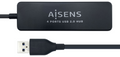 AISENS Hub USB 2.0, Tipo A/M - 4 x Tipo A/H, Negro, 30 cm