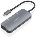 AISENS USB-C Dock 6 En 1, USB-C a 1xHDMI, 1xRJ45, 3xUSB-A, 1xUSB-C PD, Gris, 15cm