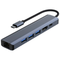 Hub 2210 6 en 1 USB Tipo-C a USB 3.2/HDMI/USB Tipo C Negro