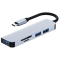 Hub USB BYL-2103T 5 en 1 USB-C/USB 3.0+2.0+microSD+SD Plata