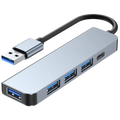 Hub USB BYL-2301U 5 en 1 USB Tipo C+USB 3.0 Plata