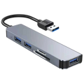 Hub USB BYL-2103U 5 en 1 USB/USB 3.0+2.0+Tarjeta SD+microSD Plata