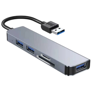 Hub USB BYL-2103U 5 en 1 USB/USB 3.0+2.0+Tarjeta SD+microSD Plata