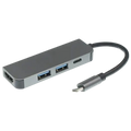 Hub USB BYL-2011 4 en 1 USB Tipo-C/HDMI+USB 3.0+USB Tipo C Gris