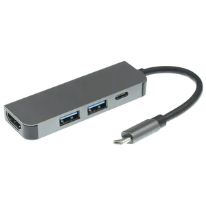 Hub USB BYL-2011 4 en 1 USB Tipo-C/HDMI+USB 3.0+USB Tipo C Gris