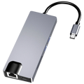 Hub USB-C 8 en 1 con HDMI + VGA + 2x USB 3.0 + USB-C PD + SD/TF + RJ45 1000 Mbps