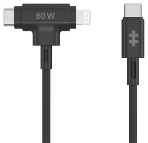HYPER HyperJuice cable USB USB 2.0 1,5 m USB C USB C/Lightning 60 W Negro