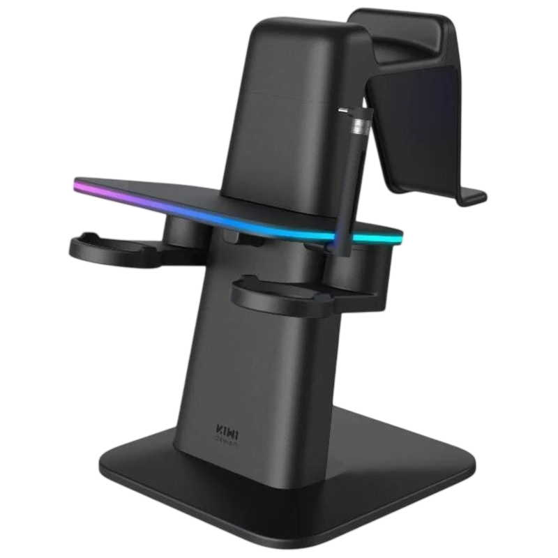 Soporte Vertical Kiwi Design QC03 RGB Carga magnética para Meta Quest 3/Quest 2/Quest PRO Negro