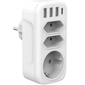 Ladrón de enchufes 4000W 1x Tipo F 2x Tipo C 3x USB-A 1x USB-C