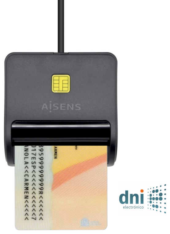 AISENS Lector de Tarjeta Inteligente DNI, Negro