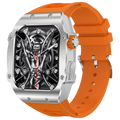 LEMFO AK55 Plata con Correa de Silicona Naranja - Reloj inteligente