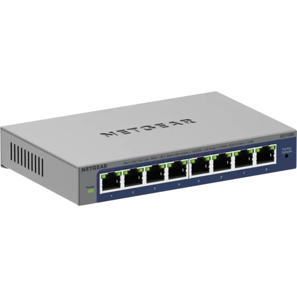 NETGEAR GS108Ev4 No administrado L2/L3 Gigabit Ethernet (10/100/1000) Gris