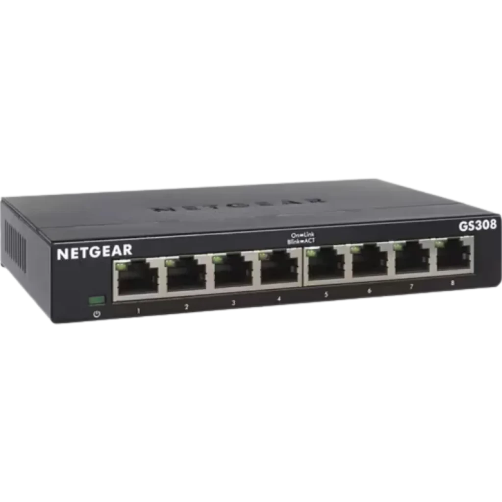 NETGEAR GS308-300PES switch No administrado L2 Gigabit Ethernet (10/100/1000) Negro