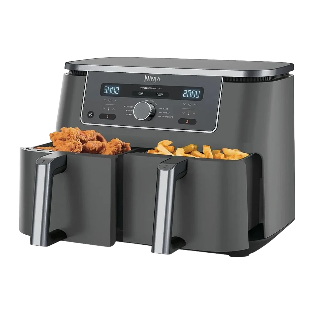 Ninja Dz400eu Freidora Doble 9,5 L Independiente 2470 W Freidora De Aire Caliente Gris