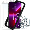 Pack de Accesorios iPhone 13 con 3 Protectores de pantalla + 3 Protectores de cámara + Funda Bumper