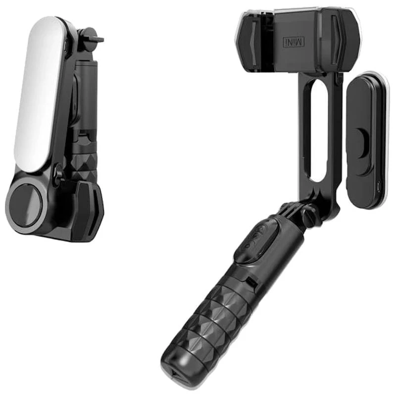 Palo Selfie Gimbal Q09 - Estabilizador de Smartphone Rotación 360º con Mando inalámbrico Negro