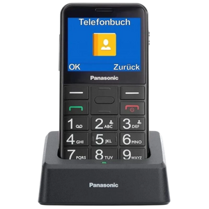 Panasonic KX-TU155EXBN 2.4", Letras Grandes, Alto Contraste, Compatible con Audífonos, Llamada Prioritaria, Base de carga, Negro
