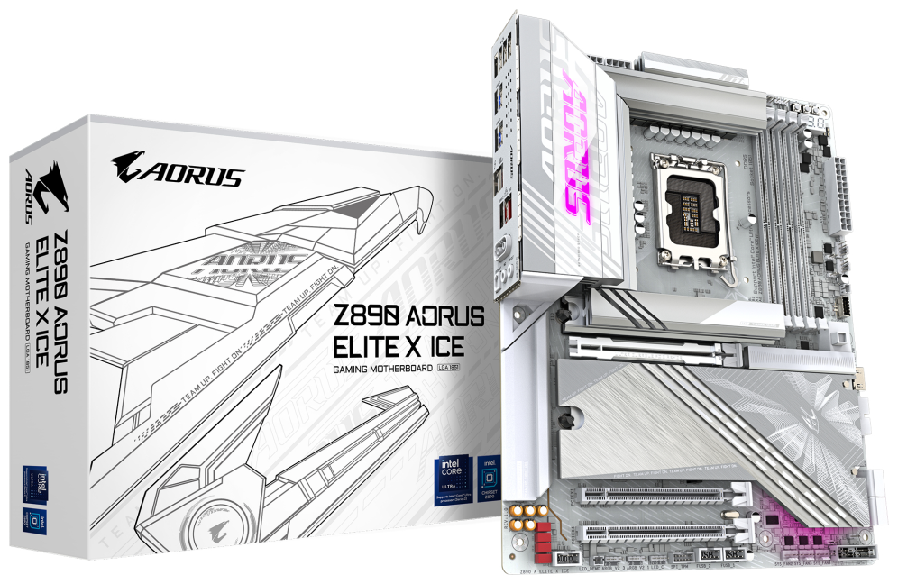 GIGABYTE Placa base Z890 AORUS ELITE X ICE - Compatible con CPUs Intel Core Ultra (Serie 2), VRM de 16+1+2 fases, hasta 9500MHz DDR5 (OC), 1xPCIe 5.0 + 4xPCIe 4.0, Wi-Fi 7, LAN 2.5GbE, Thunderbolt 4