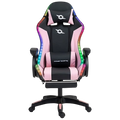 PowerGaming LED RGB Silla Reposapiés Negro+Rosa