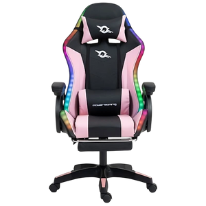 PowerGaming LED RGB Silla Reposapiés Negro+Rosa