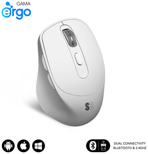 SUBBLIM RATON OPTICO DUAL COMFORT ERGO DUAL BATERIA BLANCO ratón Universal mano derecha Bluetooth + USB Type-A Óptico 2400 DPI
