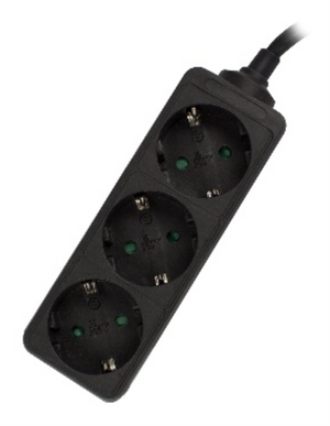 Ewent EW3959 base múltiple 1,5 m 3 salidas AC Interior Negro