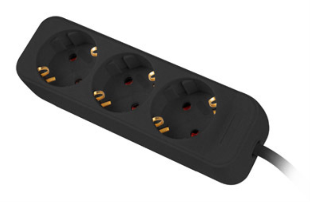 Lanberg PS0-03F-0150-BK base múltiple 1,5 m 3 salidas AC Interior Negro