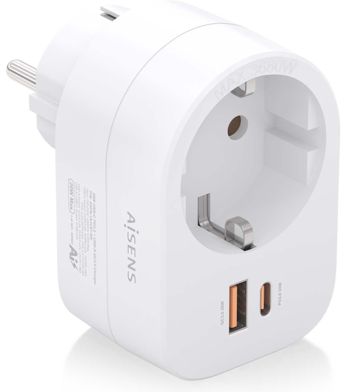 AISENS ASPS-1A1C06-W cargador de dispositivo móvil Universal Blanco Corriente alterna Carga rápida Interior