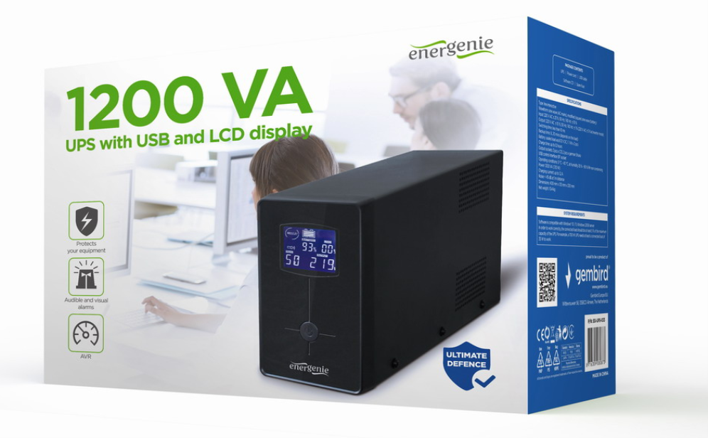 Gembird EG-UPS-033 sistema de alimentación ininterrumpida (UPS) Línea interactiva 1,2 kVA 720 W 3 salidas AC