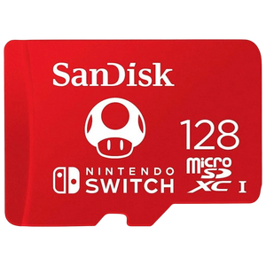 Tarjeta MicroSDXC SanDisk Licencia Nintendo 128GB para Nintendo Switch 100 MB/s, UHS-I, U3, Rojo