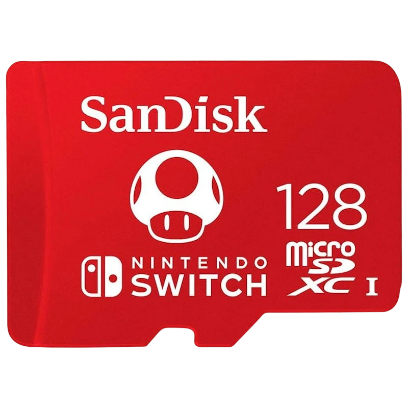 Tarjeta MicroSDXC SanDisk Licencia Nintendo 128GB para Nintendo Switch 100 MB/s, UHS-I, U3, Rojo