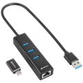 Sharkoon HUB USB 3.2 Alluminium HUB + RJ45 y USB Tipo C Negro