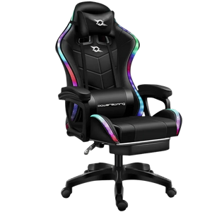 Silla Gaming PowerGaming LED RGB Negro con Reposapiés