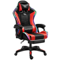 Silla Gaming PowerGaming LED RGB Rojo/Negro con Reposapiés