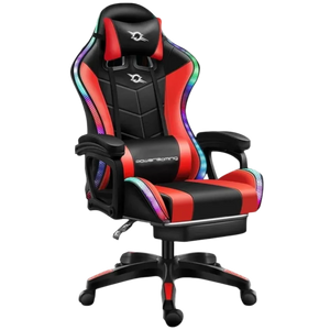 Silla Gaming PowerGaming LED RGB Rojo/Negro con Reposapiés