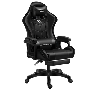 Silla Gaming PowerGaming Con Altavoz Bluetooth y Masaje + Reposapiés Negro