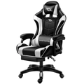 Silla Gaming PowerGaming Negro/Blanco con Reposapiés