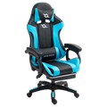 PowerGaming Silla 7 puntos Masaje Reposapiés Negro+Azul