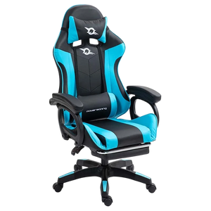 PowerGaming Silla 7 puntos Masaje Reposapiés Negro+Azul