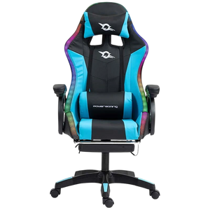 PowerGaming LED RGB Silla Reposapiés Negro+Azul