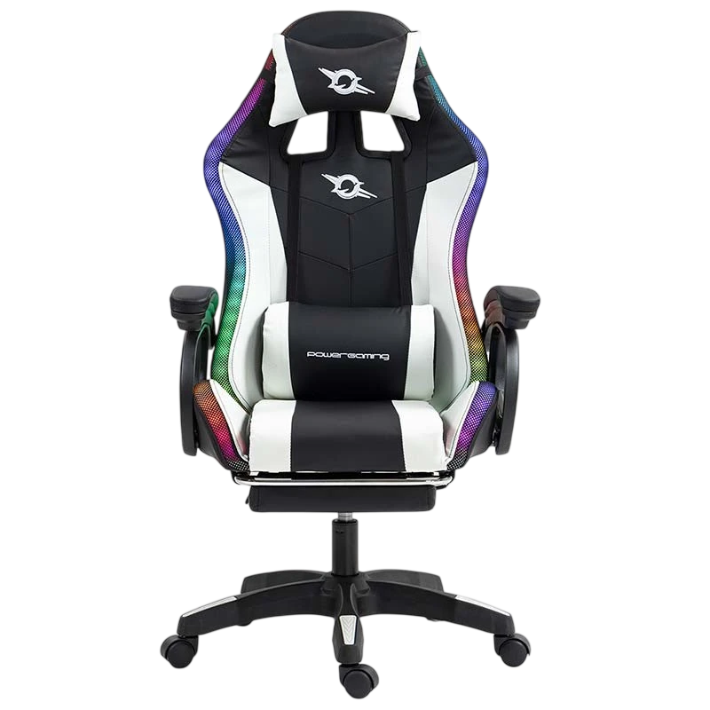 PowerGaming LED RGB  Silla Reposapiés Negro+Blanco