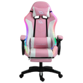 PowerGaming LED RGB Reposapiés Blanco+Rosa 120kg Silla