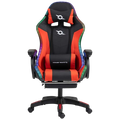 PowerGaming LED RGB Silla 7 puntos Masaje Reposapiés Negro+Rojo