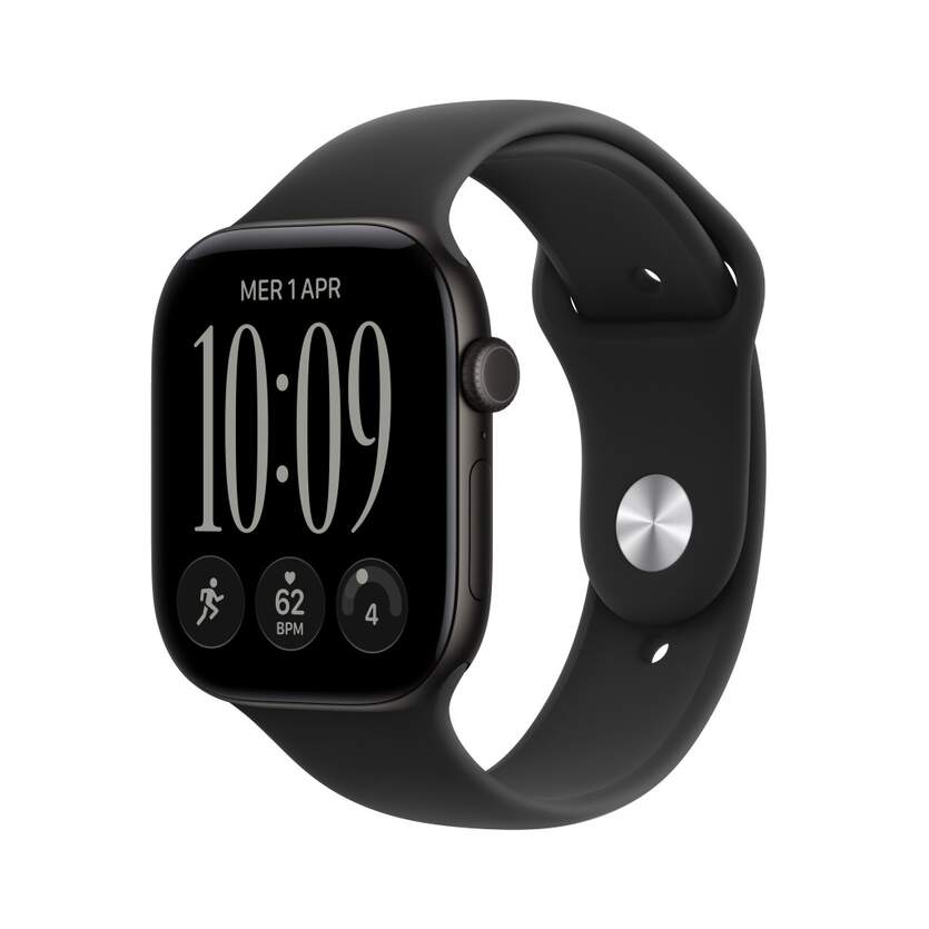 Apple Watch Series 12/ GPS/ Cellular/ 46mm/ Negro/ Correa Deportiva Negra (S/M)