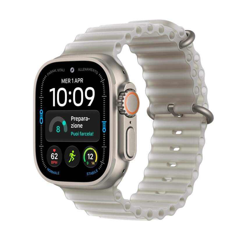 Apple Watch Ultra 4/ GPS/ 49mm/ Caja de Titanio Natural/ Correa Ocean Gris Translúcido