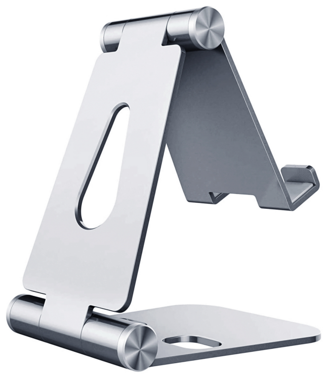 AISENS Soporte De Sobremesa Tamaño M Ajustable (2 Pivotes) Para Movil / Tablet, Plata