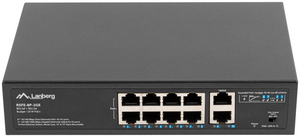 Lanberg RSFE-8P-2GE-120 switch No administrado Gigabit Ethernet (10/100/1000) Energía sobre Ethernet (PoE) 1U Negro
