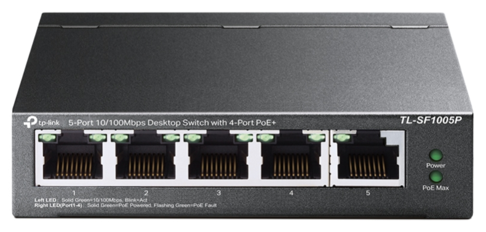 TP-Link TL-SF1005P No administrado Fast Ethernet (10/100) Energía sobre Ethernet (PoE) Negro